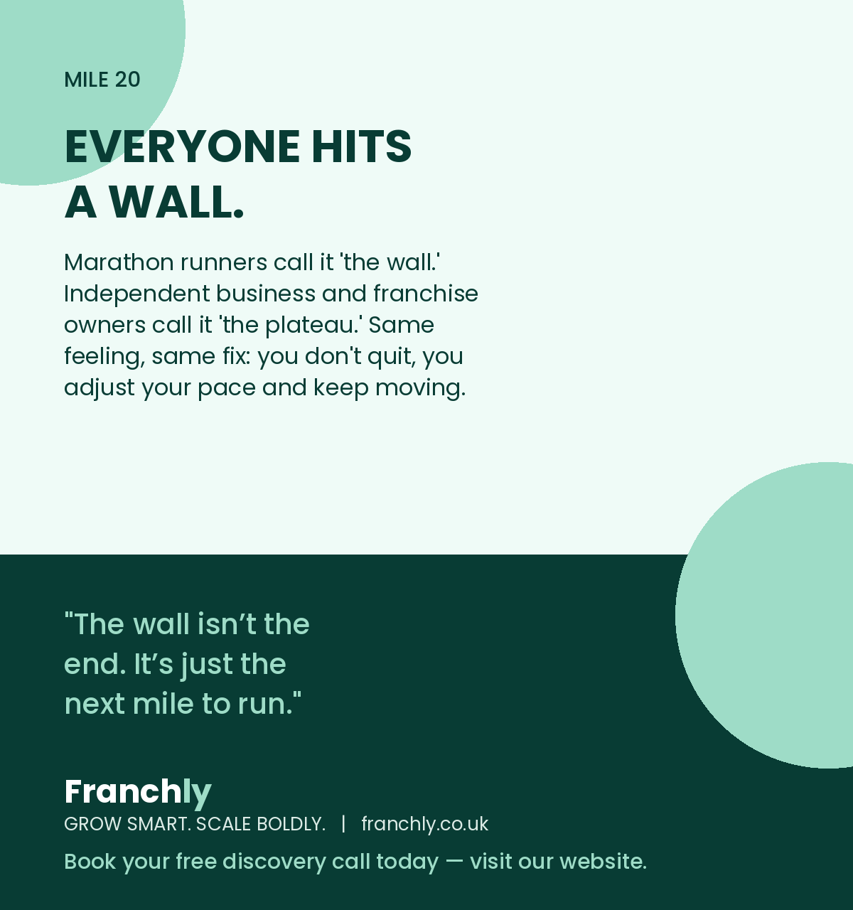 Mile 20: everyone hits a wall. The wall isn't the end, it's just the next mile to run.