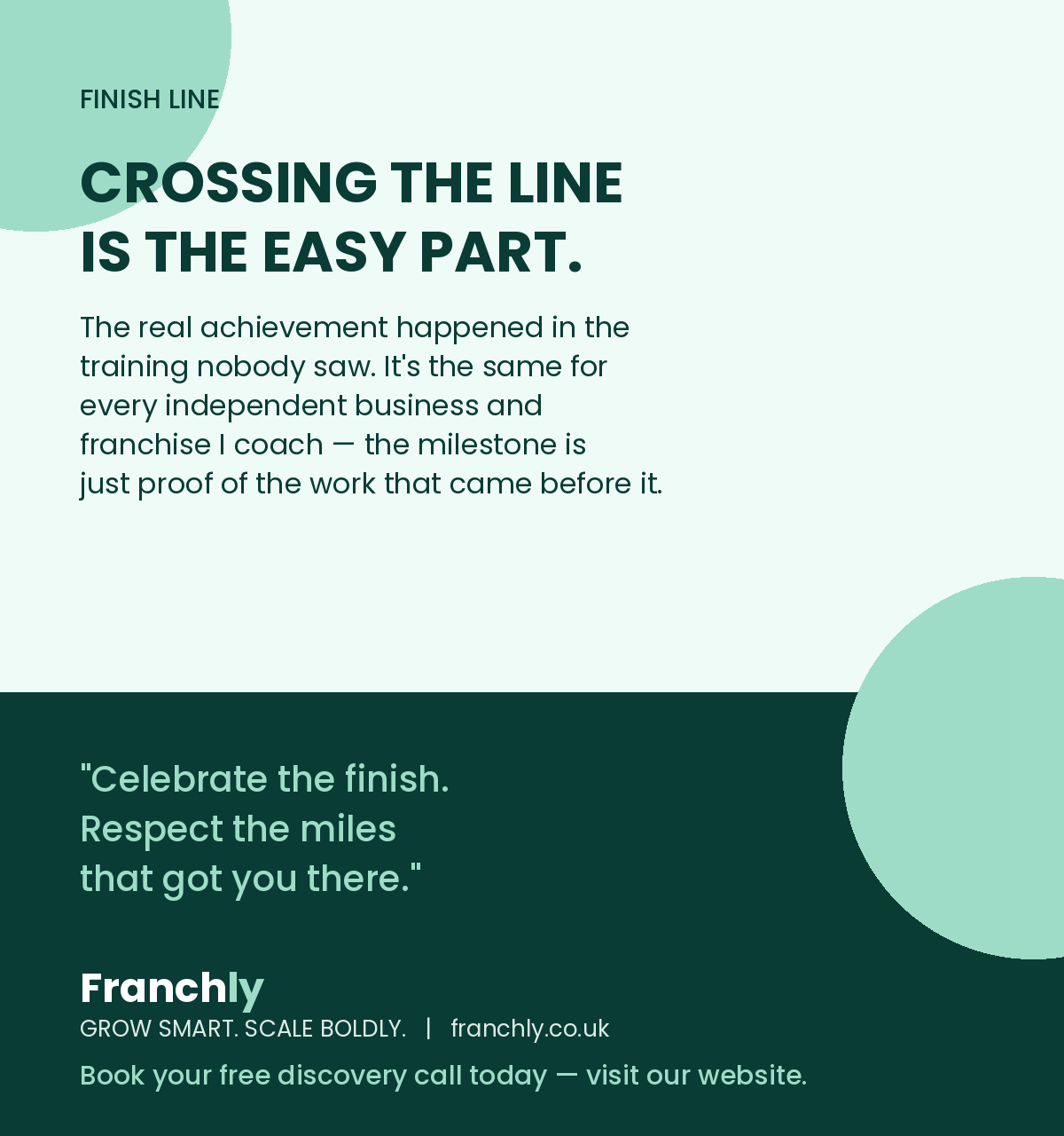 Finish line: crossing the line is the easy part. Celebrate the finish, respect the miles that got you there.