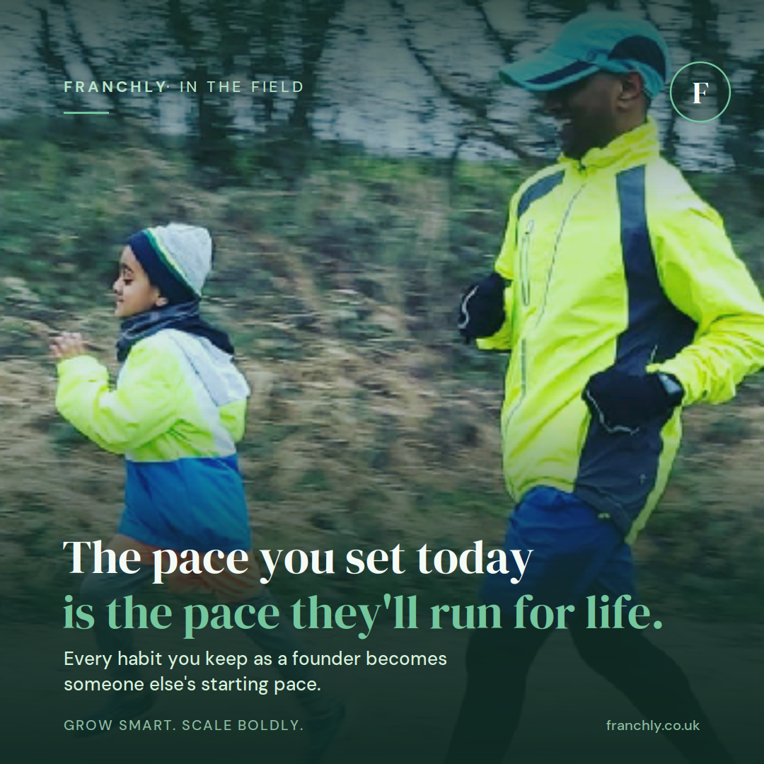 The pace you set today is the pace they'll run for life. Every habit you keep as a founder becomes someone else's starting pace.